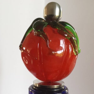 Orange Glass Lampwork Pumpkin Bead WineStopper, Stainless Steel base, One Of A Kind, SRA image 2