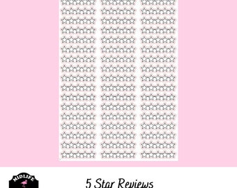 Five star review stickers for planners, reading reviews, movie reviews, tv show reviews, restaurant reviews, five star stickers