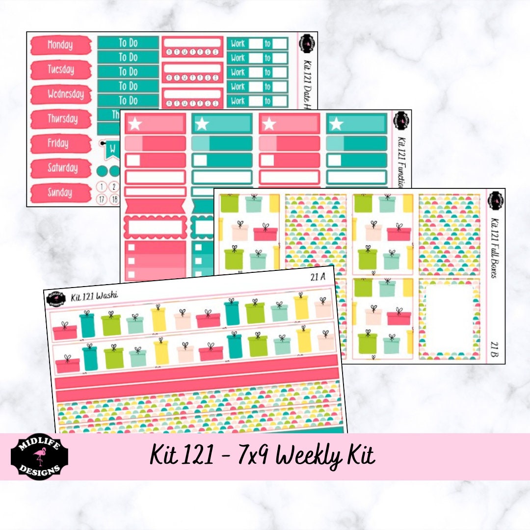Kit 121 Weekly Sticker Kit for Standard 7x9 Planners, Planner Stickers ...