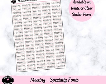 MEETING script planner stickers, meeting planner stickers, script stickers, meeting reminder stickers, schedule stickers, specialty fonts