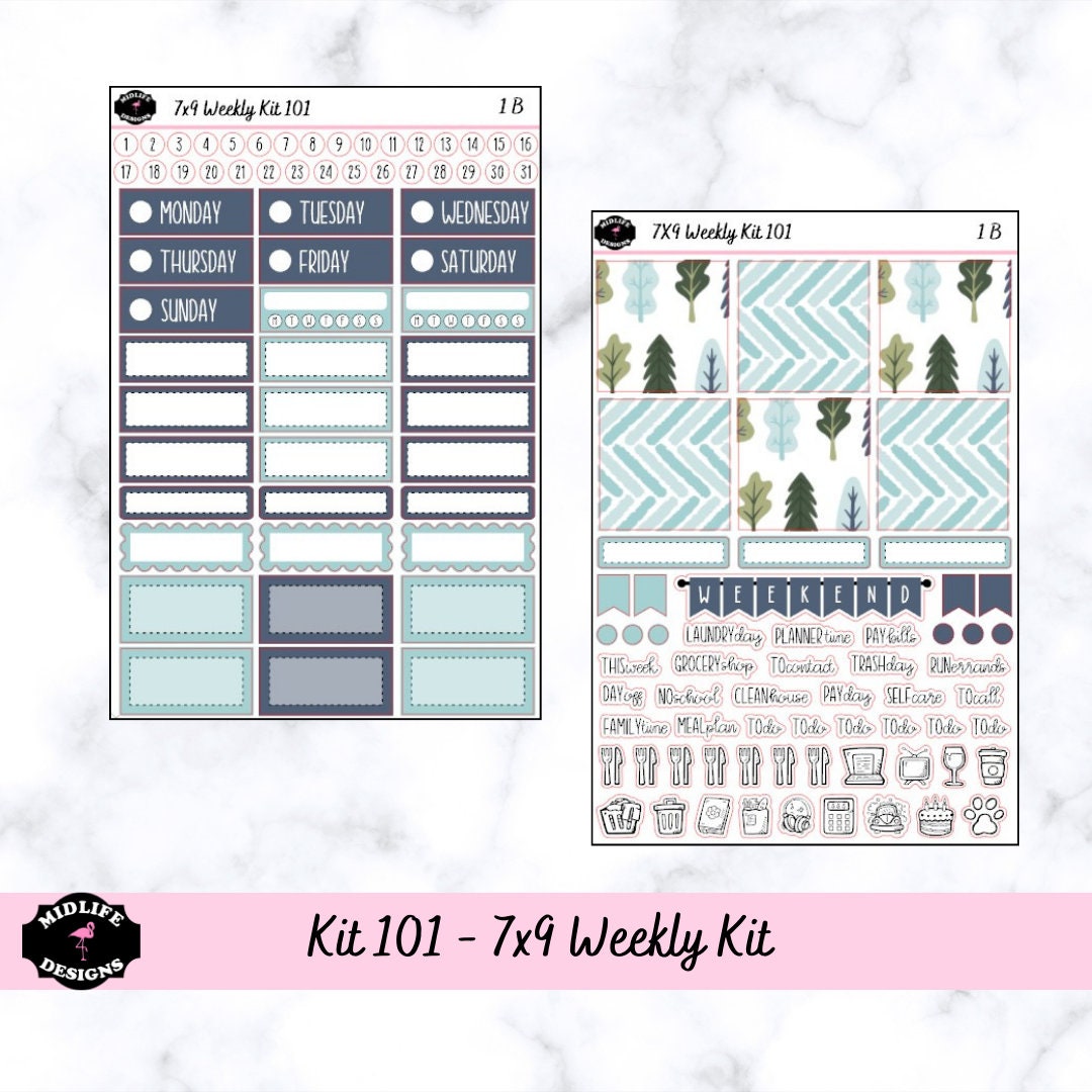Kit 101 Weekly Sticker Kit for Standard 7x9 Planners, Planner Stickers ...