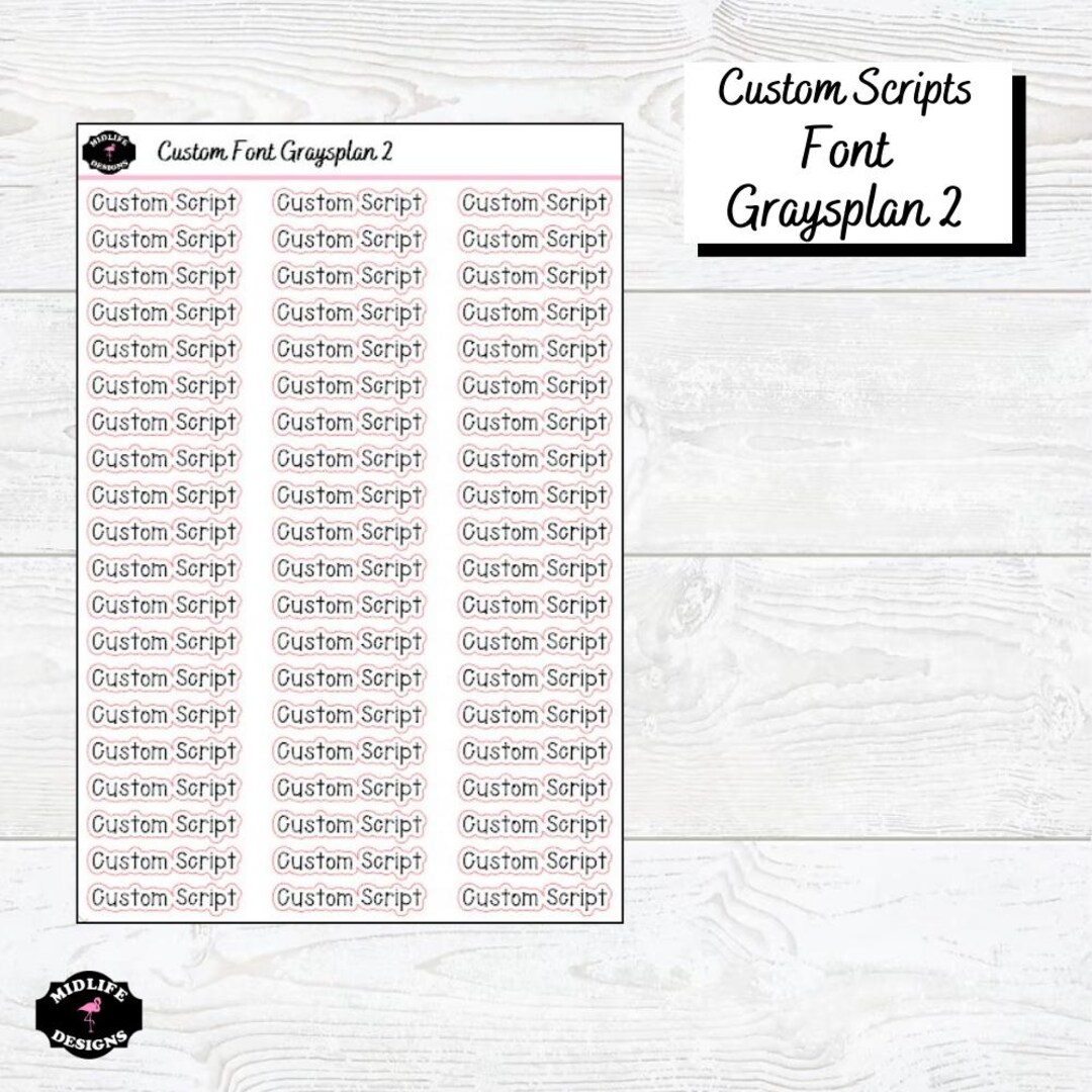 CUSTOM SCRIPT Stickers Graysplan 2, Custom Planner Stickers, Customize ...
