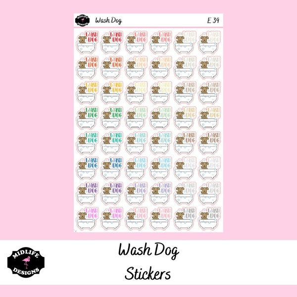 WASH DOG planner stickers, dog bath stickers, pet care stickers, planner stickers, dog care stickers, pet stickers, dog wash stickers, dog