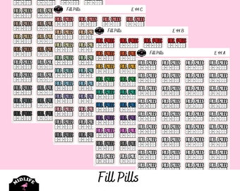 Fill pill container stickers, fill medication container stickers, medical stickers, medication stickers, pill sticker, refill pill container