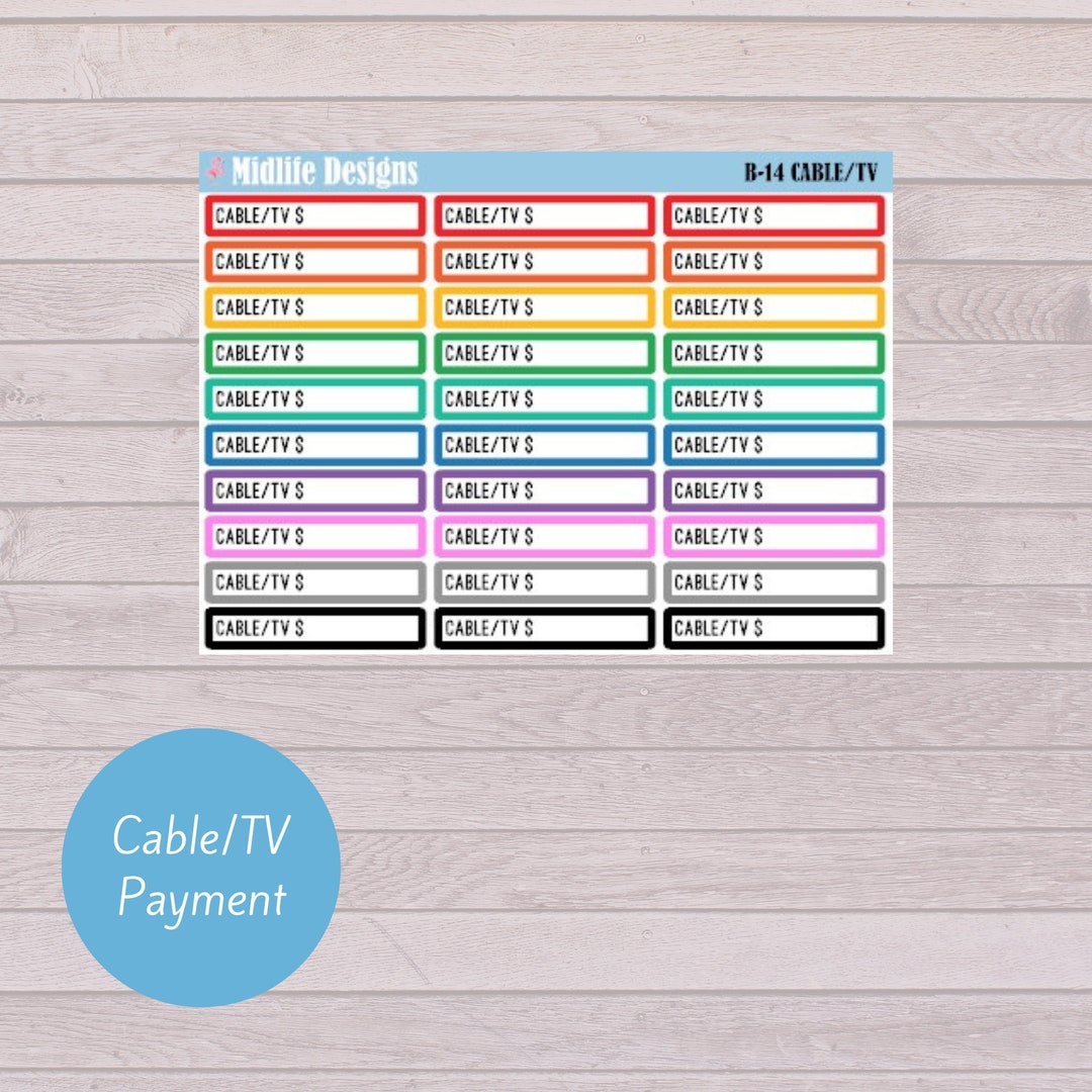 Cable Tv Bill Planner Stickers Cable Television Planner Etsy