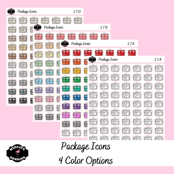 Package icon planner stickers, helps keep track of orders placed and delivered, delivery stickers for online order