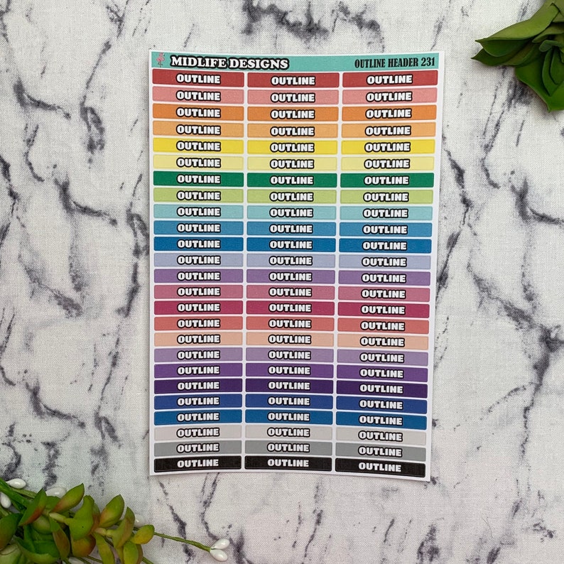 outline outline stickers planner stickers outline stickers for authors outline stickers for writers Outline header planner stickers