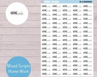 HOMEWORK mixed script planner stickers, homework stickers, school stickers, planner stickers, homework reminders
