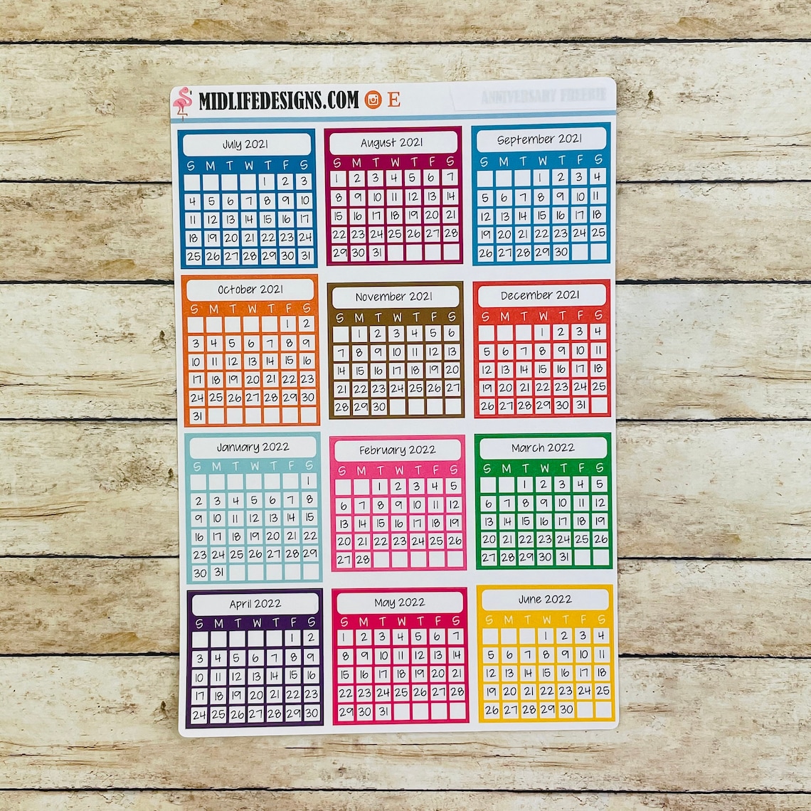 202122 Mini calendar planner stickers mini calendar Etsy