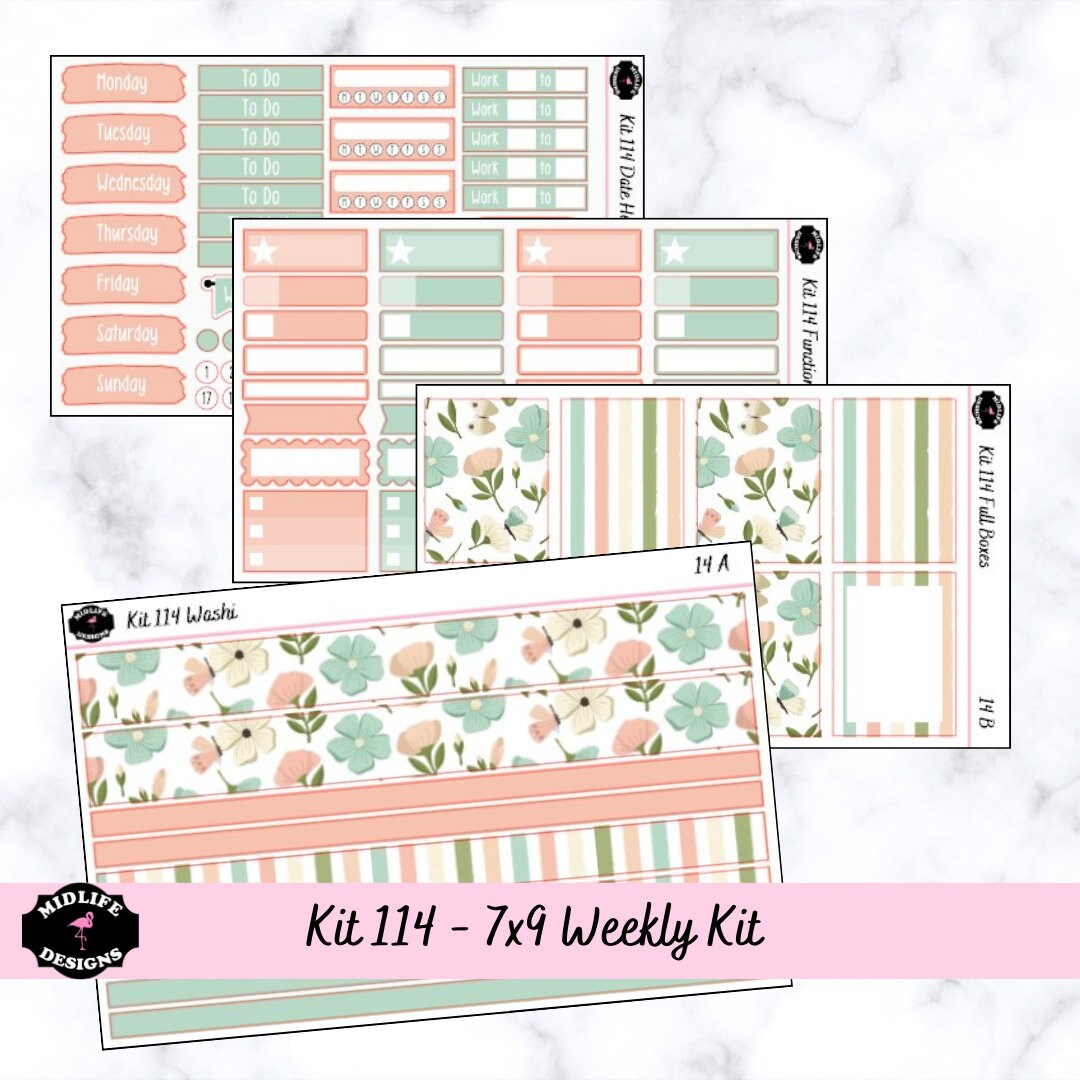 Kit 114 Weekly Sticker Kit for Standard 7x9 Planners, Planner Stickers ...