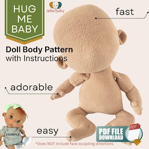 PDF Hug Me Baby Pattern, Digital Download, Doll Making