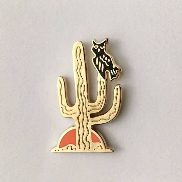 Desert Cactus Sunset Enamel Pin