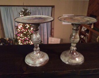 Vintage marble colored candle holders