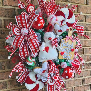 Gingerbread Man Christmas Front Door Wreath, Candyland Christmas Wreath ...