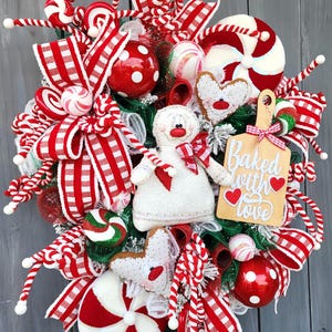 Gingerbread Man Christmas Front Door Wreath, Candyland Christmas Wreath ...