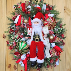 Santa Wreath, Luxury Christmas Santa Door Wreath, Elegant Holiday Wreath for  Front Door, Holiday Santa decor, Santa Face door hanger