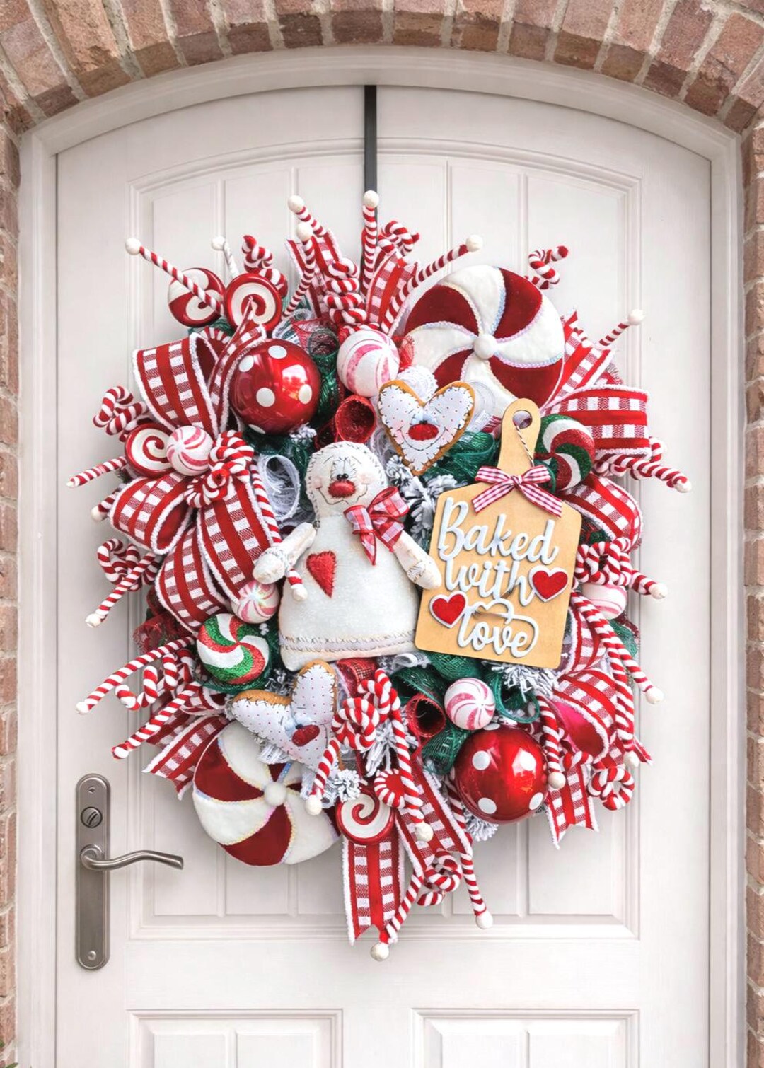 Gingerbread Man Christmas Front Door Wreath, Candyland Christmas Wreath ...