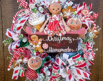 Gingerbread Christmas Wreath, Gingerbread Man Wreaths, Christmas Wreaths for a Bakery, Christmas decor, Holiday Wreath, Holiday Home Decor