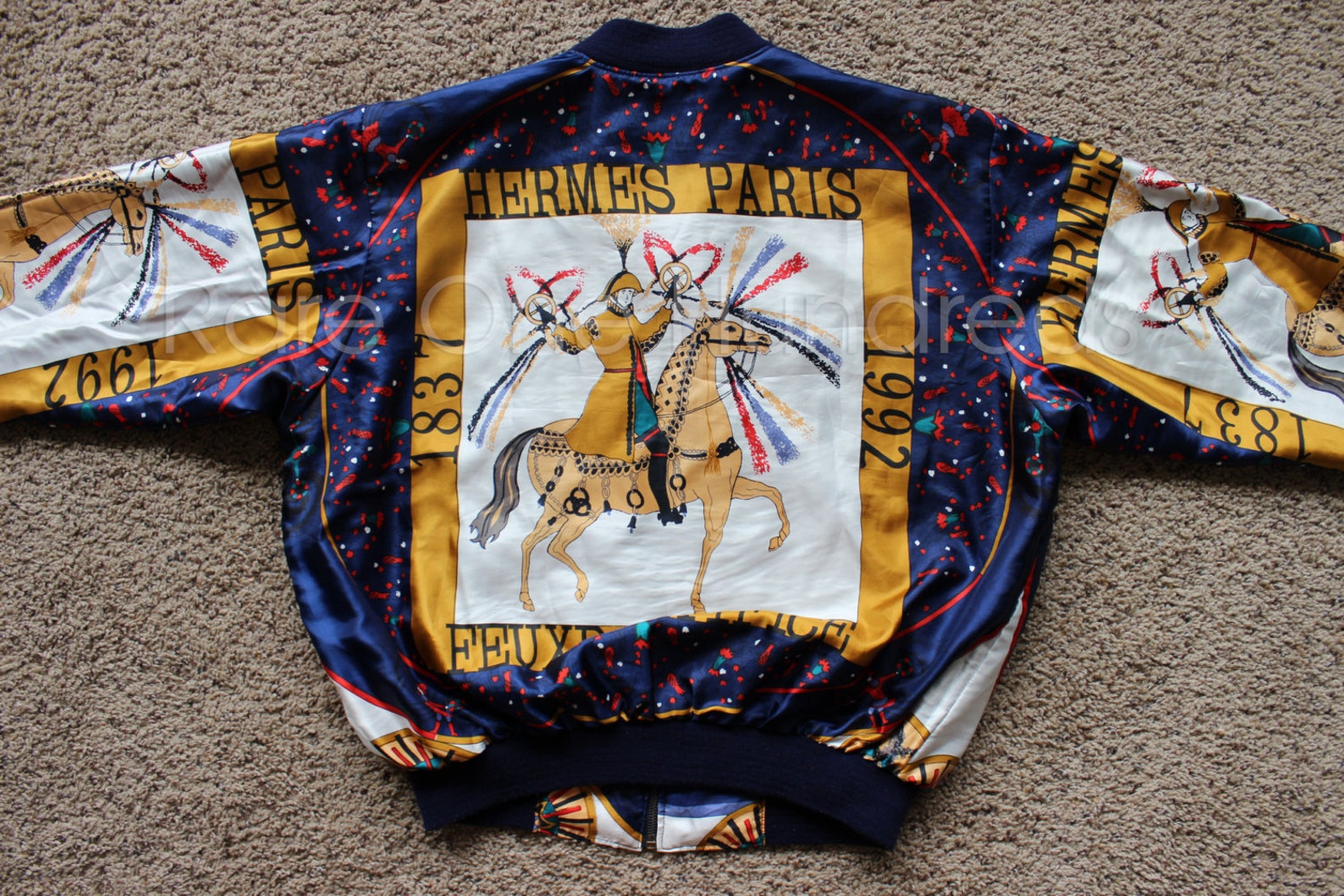 Hermes Bomber Jacket Vintage Black Silk Luxury 90's Hip Etsy