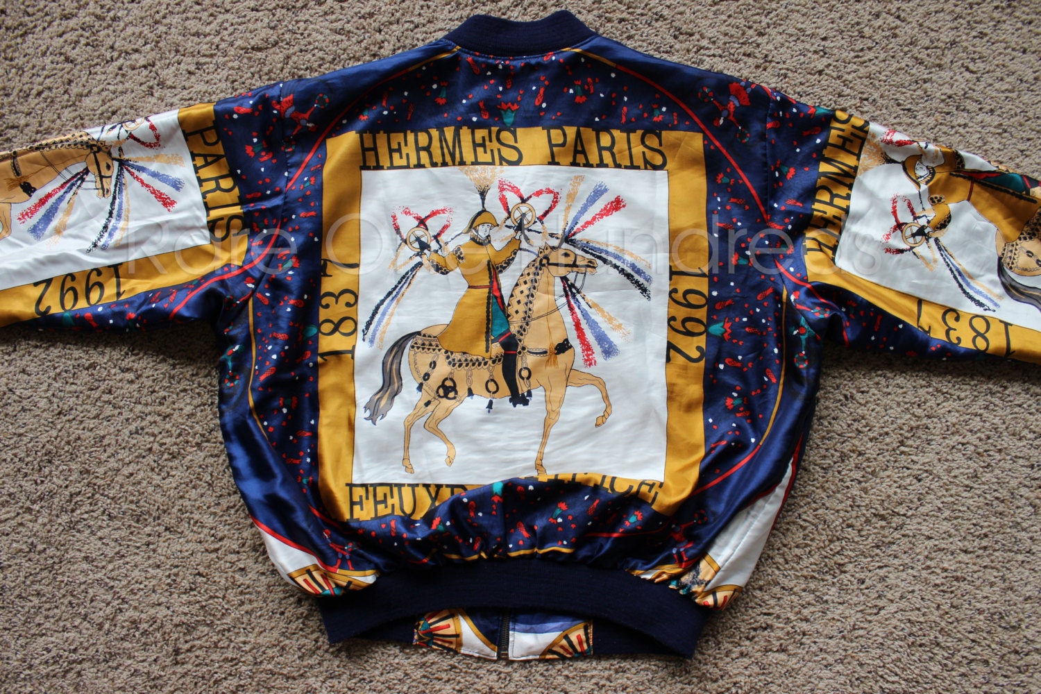 Hermes Bomber Jacket Vintage Black Silk Luxury 90's Hip Etsy