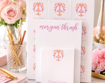 Personalized Initial Notepad Set, Monogram Stationery Gift