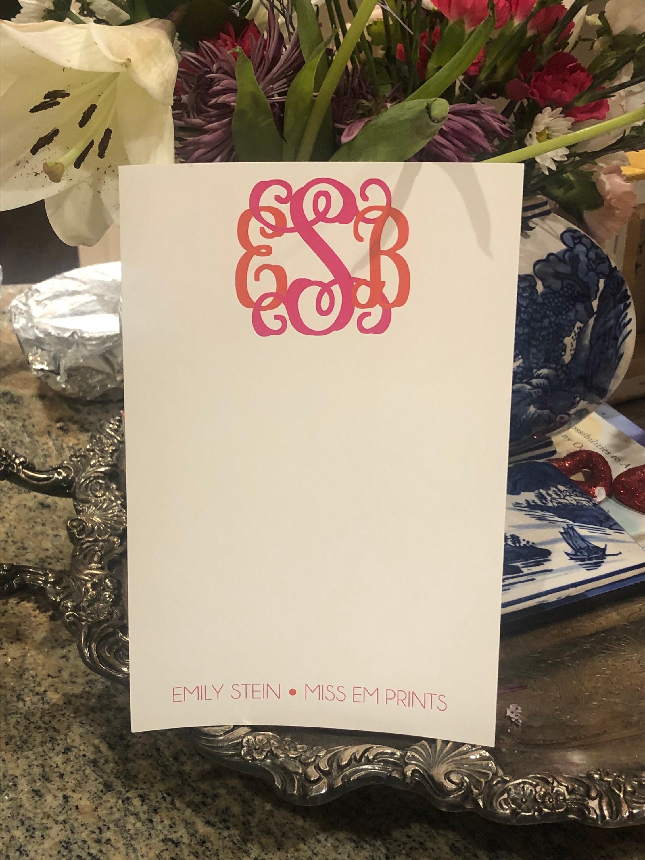 Simple Script Note Pad, Monogrammed Note Pad, Monogrammed Notes ...