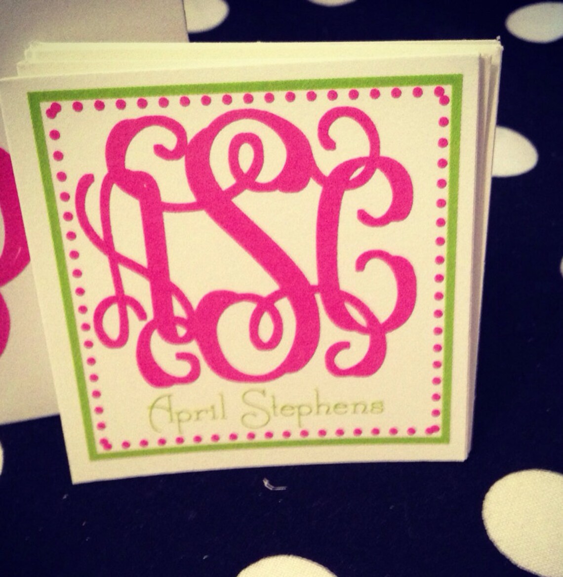 Monogrammed Gift Card Enclosures. Monogrammed Gift Tags Etsy