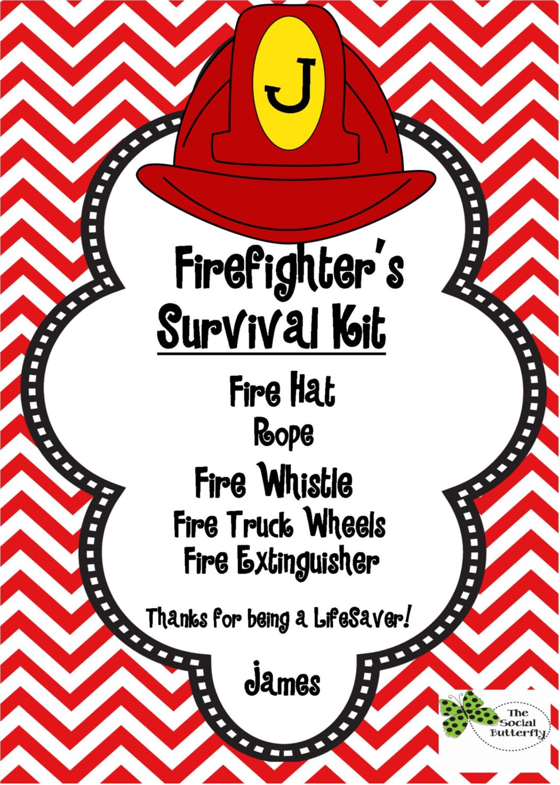 Firefighter Survival Kit Card Firefighter Party Favor Label | Etsy