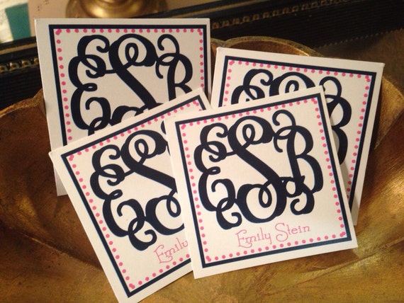 Monogrammed gift card enclosures. Monogrammed gift tags, personalized gift tags, monogrammed tags, gift card enclosures, personalized cards,