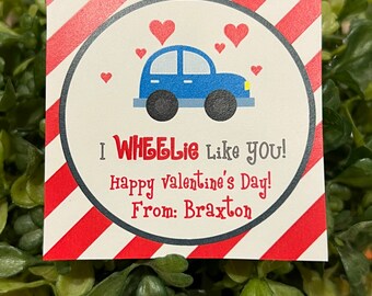Valentine Stickers, Valentines Tags Valentines goody bags Valentine's tags, heart stickers, Valentines day tag, matchbox car tag