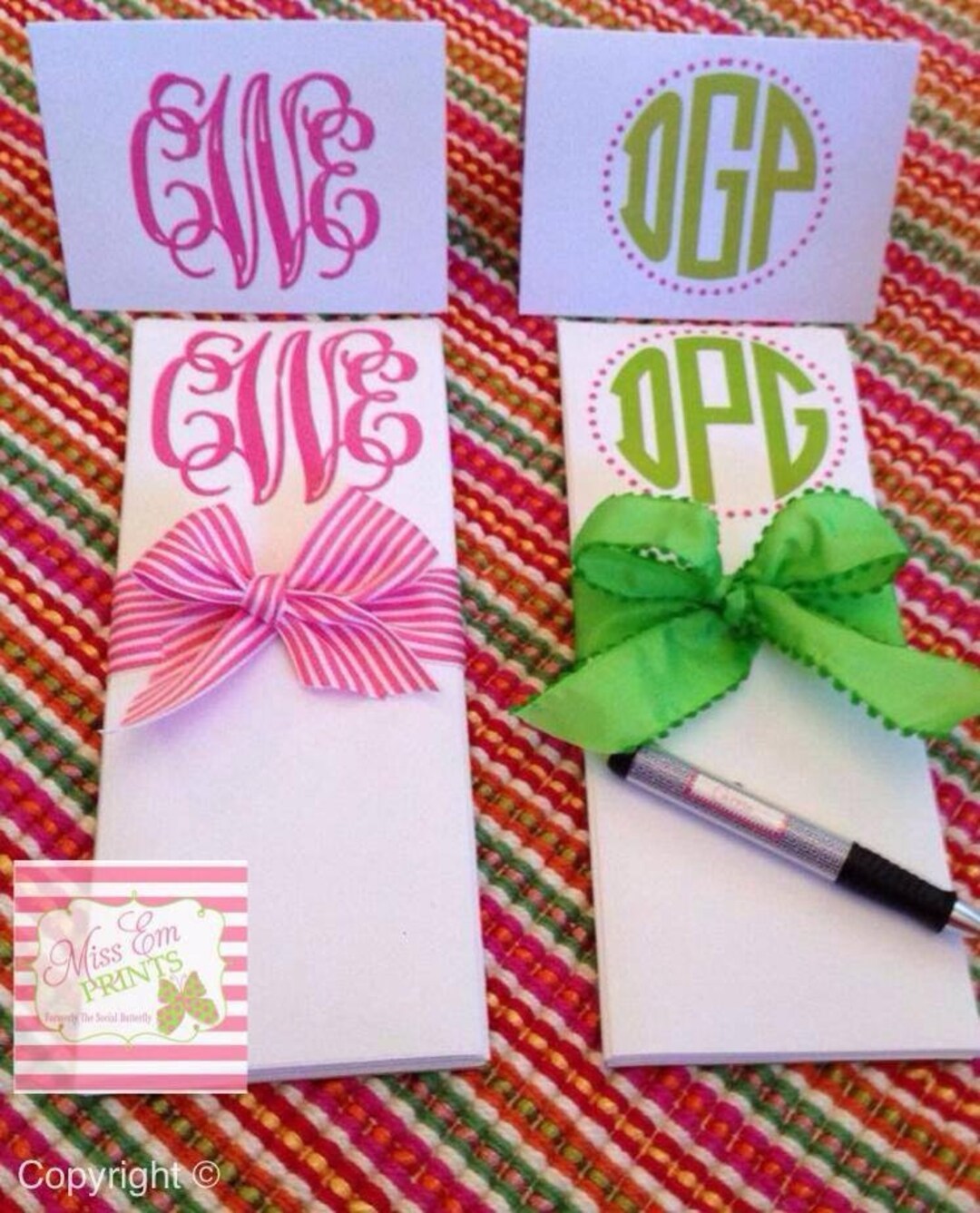 Simple Script Notepad and Matching Stationery Monogrammed Notepad ...