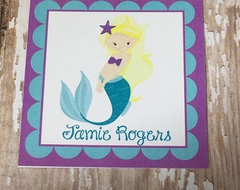 Mermaid stickers, mermaid gift tags, mermaid gift stickers, mermaid labels, girls gift stickers, mermaid gift enclosure