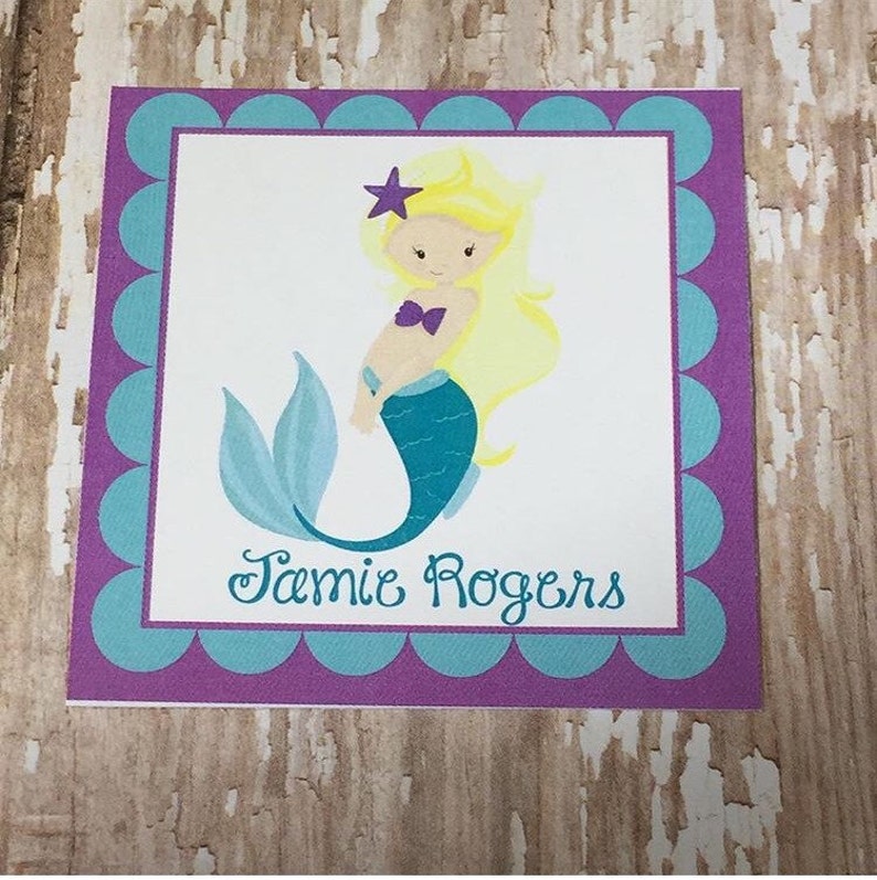 Mermaid stickers, mermaid gift tags, mermaid gift stickers, mermaid labels, girls gift stickers, mermaid gift enclosure image 1