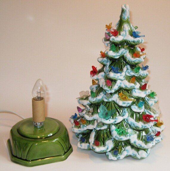 Items similar to Holland Mold Ceramic Christmas Tree Flocked Lighted