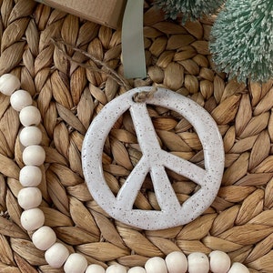Ceramic Peace Sign Ornament