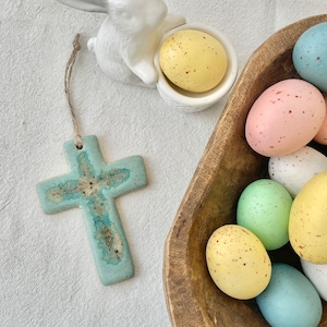 Cross ornaments sea glass baby Christening gift