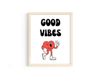 Retro Vintage Digital Print "Good Vibes" - 8x10 Digital Print