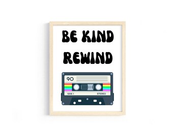 Retro Vintage Digital Print "Be Kind Rewind" - 8x10 Digital Print