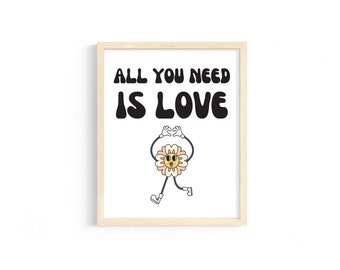 Retro Vintage Digital Print "All You Need Is Love" - 8x10 Digital Print