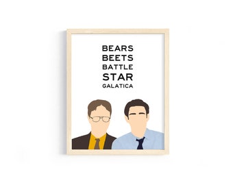 The Office - Dwight Schrute and Jim Halpert - "Bears. Beets. Battlestar Galactica." 8x10 Digital Print