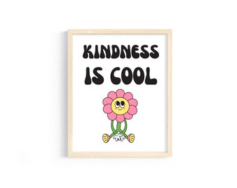 Retro Vintage Digital Print "Kindness Is Cool" - 8x10 Digital Print