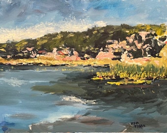 Pond at Harriman State Park, Original Oil Painting, Plein Air, Upstate New York, by Victor Soto