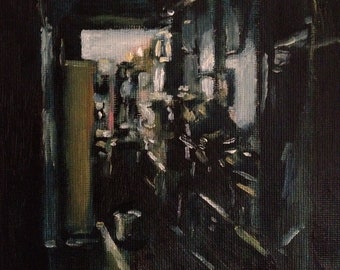 Bushwick Apartment Interior, Brooklyn, Original Oil Painting, Studio Art, New York City, by Victor Soto