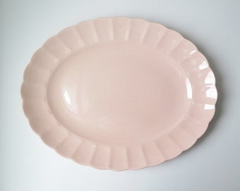 Vintage Sovereign Morn Glo oval serving platter in pale pink