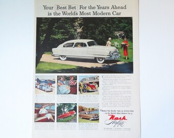 1951 Nash Airflyte car ad, 1951 Hunt's Peaches ad