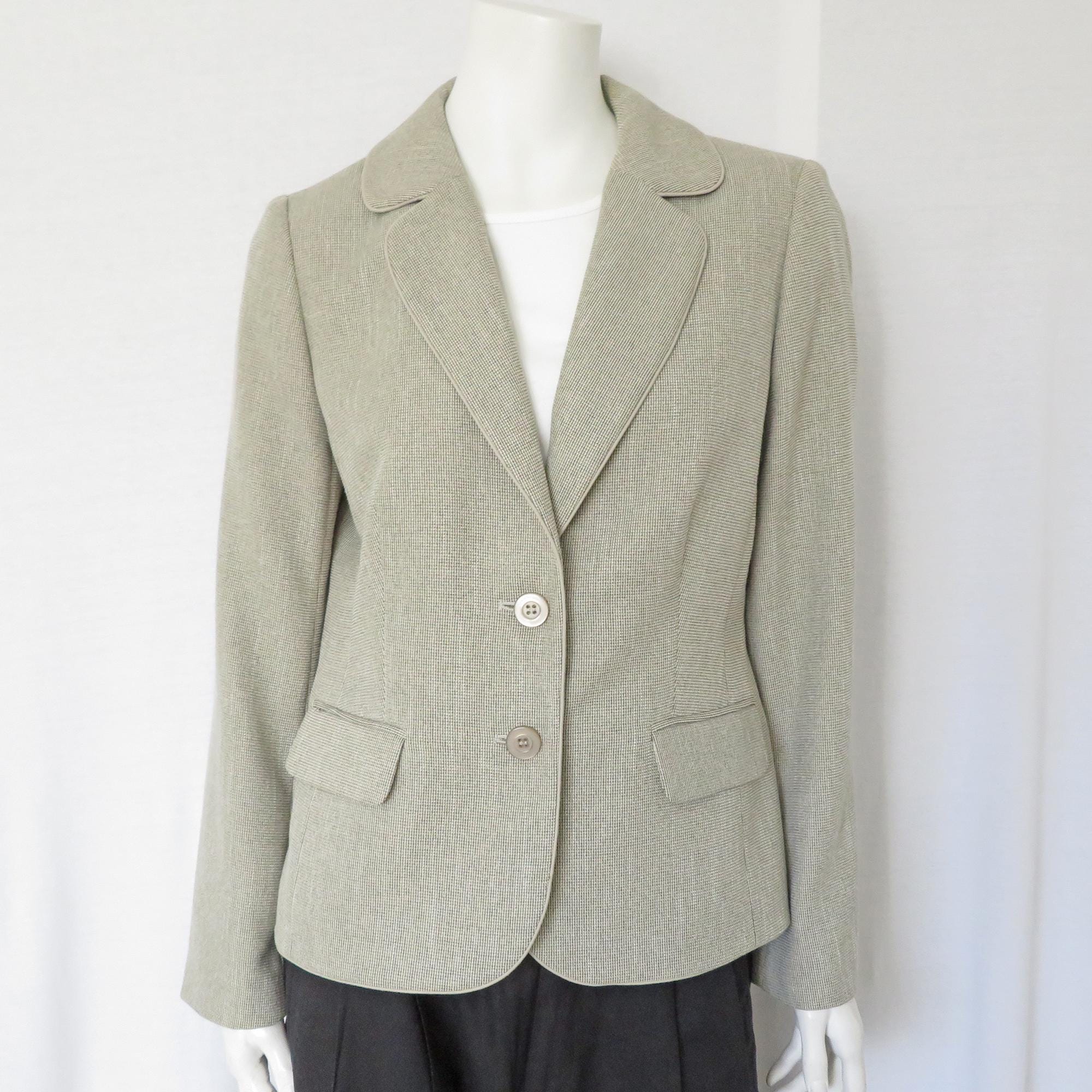 Vintage Laura Studio Jacket, Taupe and Cream Tweed-Like Blazer