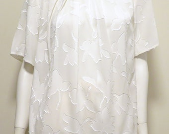 Vintage Ann Taylor blouse, Women's short sleeved blouse in white