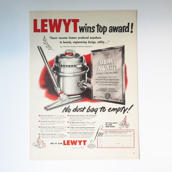 1951 Lewyt Vacuum Cleaner ad, 1951 Soft-Weve Bathroom Tissue ad