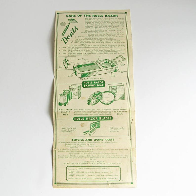 Vintage Rolls Razor Men's Shaving Kit Men's Grooming - Etsy