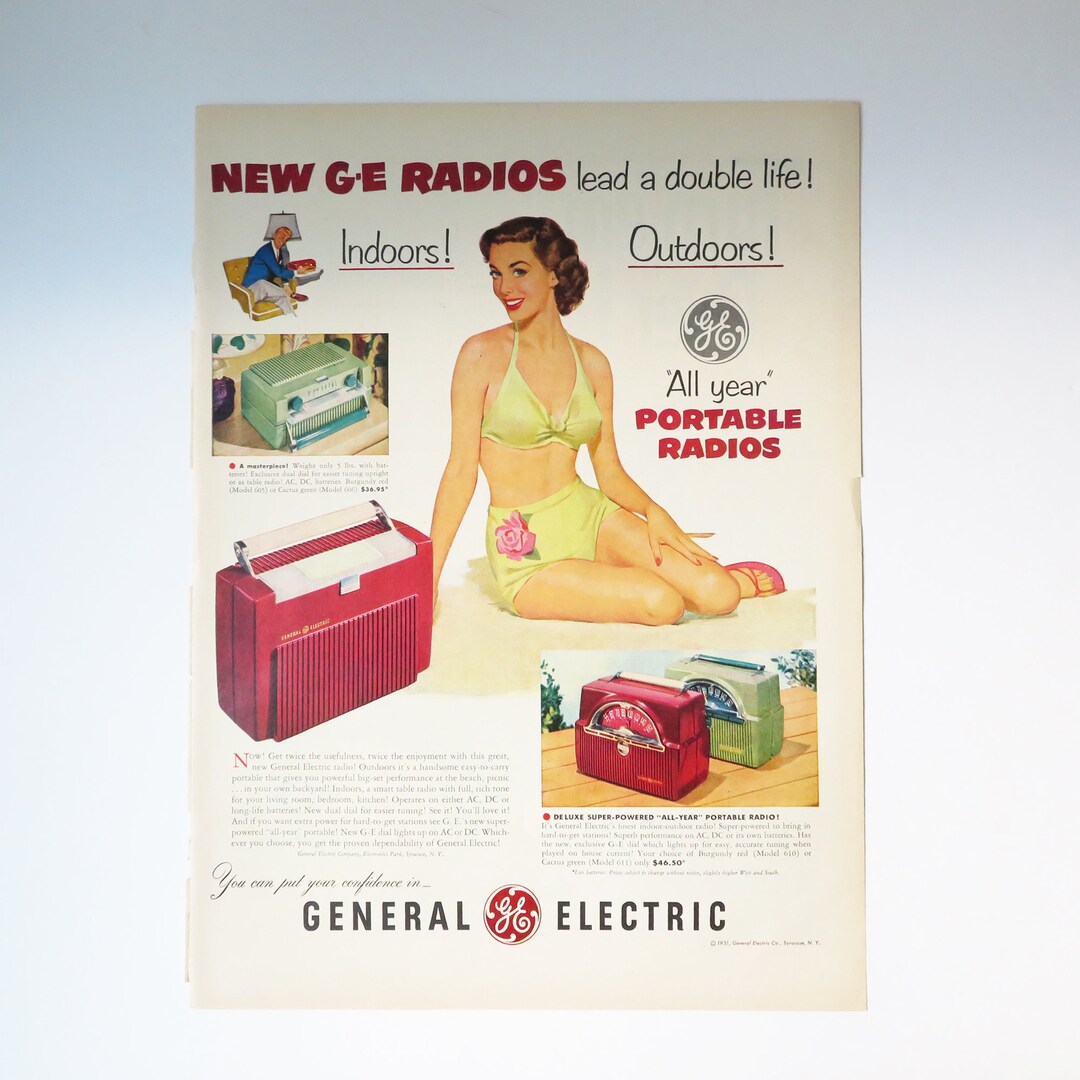 Vintage General Electric Portable Radio Ad From May 1951 Etsy
